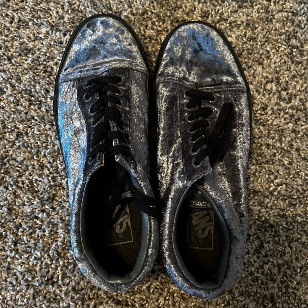 grey crushed velvet vans
